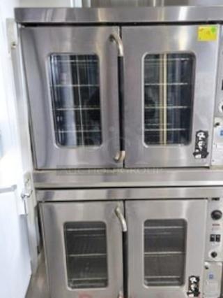 Pristine Montague EK-15A double stack electric convection ovens, 208V, 3 phase. Stainless steel, fully tested and working.
