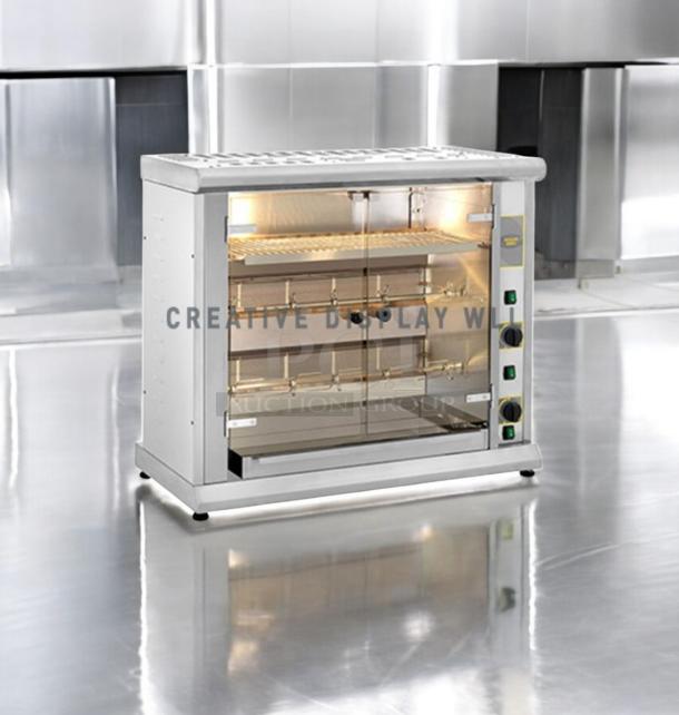 Robot Coupe Commercial Electric Rotisserie Oven in outstanding condition, fully tested, with control knobs and glass doors.