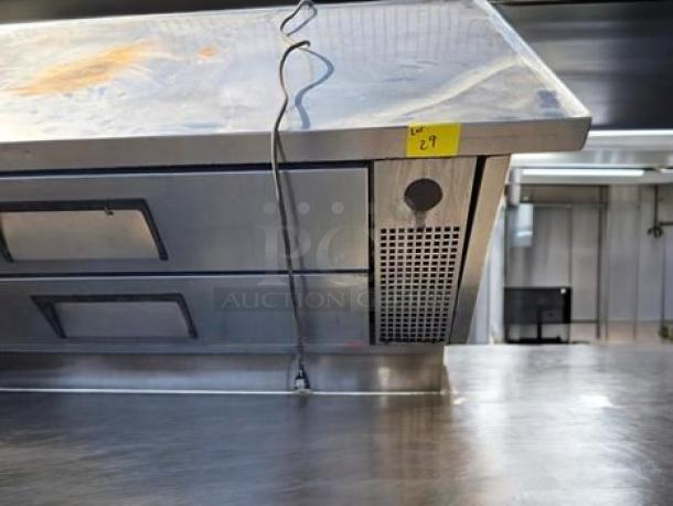 Commercial-grade two-drawer refrigerated chef base, U.S. made, in superb condition. Fully tested 115V model.