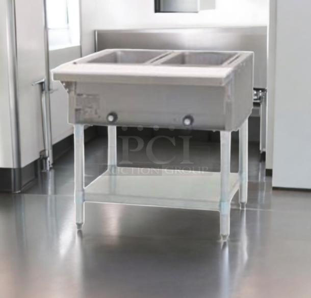 Duke E302SW Electric Steam Table with 2 Wells, 208V, superb condition, fully tested, features infinite controls.