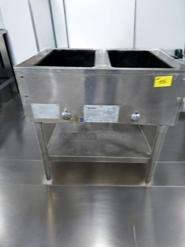 Duke E302SW electric steam table, 2 wells, superb condition, 208V, stainless steel, with infinite controls, fully tested.