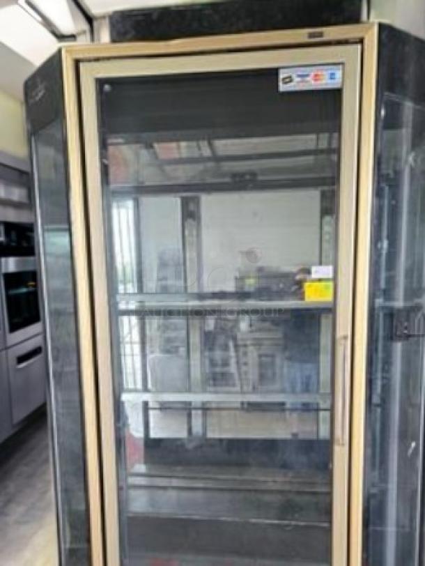 Single door glass display refrigerator, True GDM-23 model, excellent condition, black trim, commercial use, fully tested.