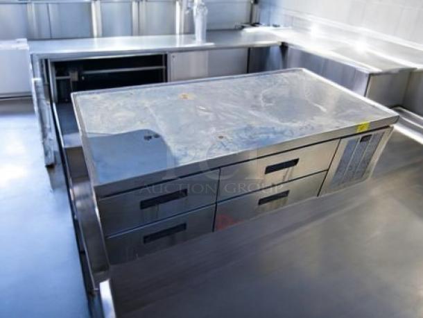 True TRCB-72 4-Drawer Refrigerated Chef Base in outstanding condition, fully tested, 115V, stainless steel finish.