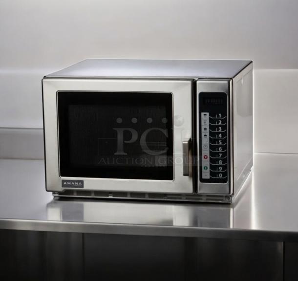 Amana RFS12MP commercial microwave oven, 120V, stainless steel, heavy-duty, fully tested, excellent condition.