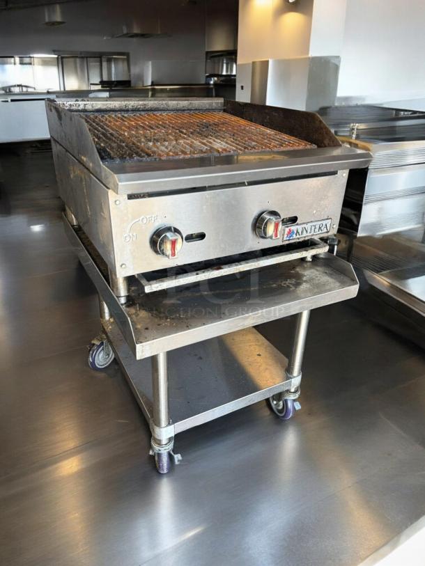 Kintera CBR36 36" gas charbroiler, natural gas, stainless steel, top-tier condition, fully tested, model label visible.