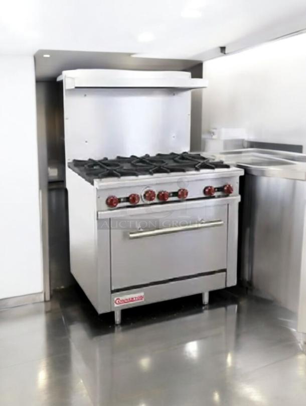 Connerton CR-6 6-burner gas range with standard oven, outstanding condition, fully tested, natural gas.