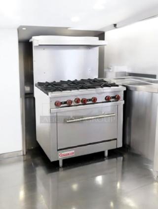Connerton CR-6 6-burner gas range with standard oven, outstanding condition, fully tested, natural gas.