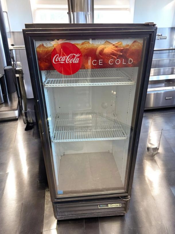 True GDM-10-58-HC-LD Coca-Cola glass door fridge; top-tier condition, fully tested, single door, 115V, merchandiser branding.