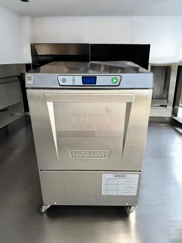Hobart LXPH commercial dishwasher in pristine condition, high-temperature undercounter model, 208-240V, fully tested.