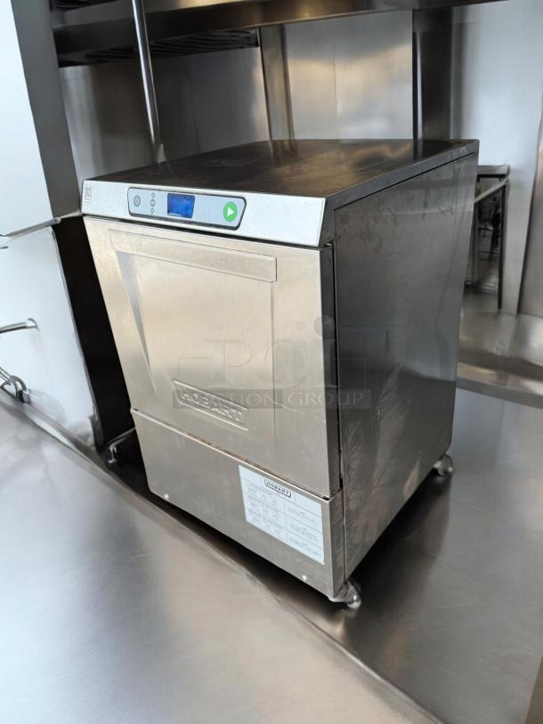 Pristine Hobart LXPH commercial dishwasher, high-temp undercounter model, 208-240V, stainless steel, tested and working.