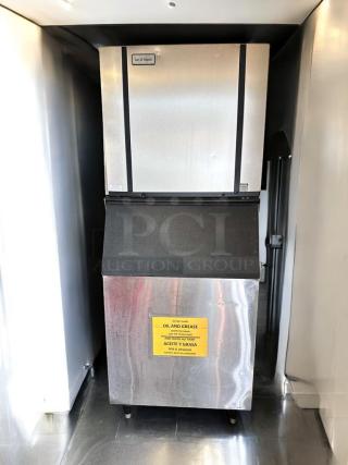 Ice-O-Matic CIM1136HA5 ice maker, superb condition, air-cooled, with storage bin, 208-230V, fully tested, stainless steel finish.