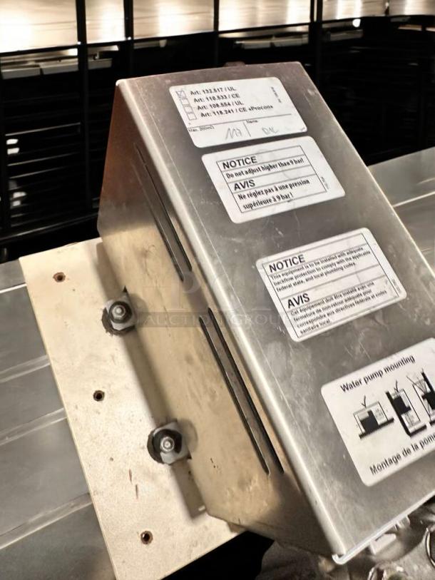 Schaerer Coffee Art Plus espresso machine, stainless steel, outstanding condition, 208-240V, fully tested, warning labels visible.