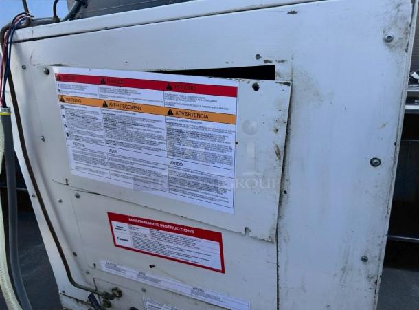 Powerex SF030824BP air compressor with HPR5-10 dryer, 13-gal tank, excellent condition. Warning and maintenance labels visible.