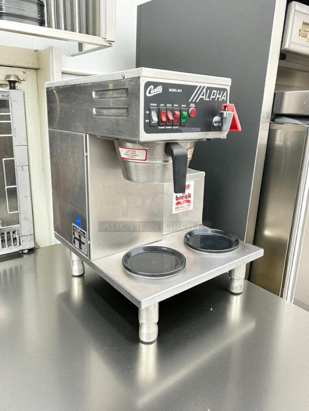 Wilbur Curtis ALPHA-III-S coffee brewer with 3 warmers and hot water faucet, in excellent condition, fully tested, 120V.