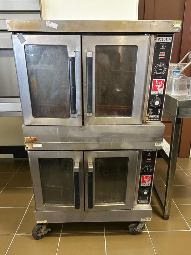 WOLF WKGD-2 double deck gas convection oven, excellent condition, tested and working, visible WOLF branding and control panel.
