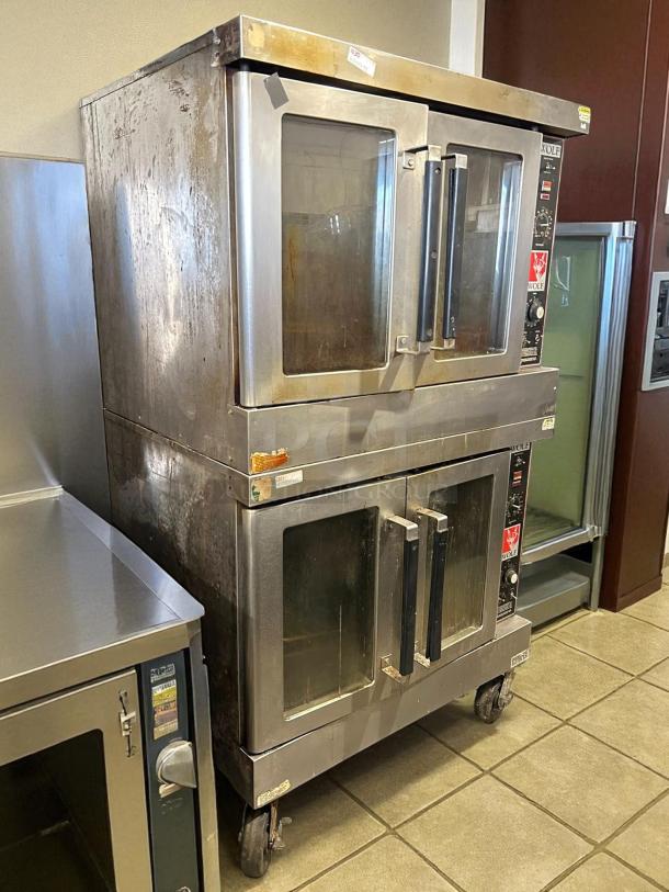 WOLF WKGD-2 double deck gas convection oven in excellent condition with visible control panels, tested and working.