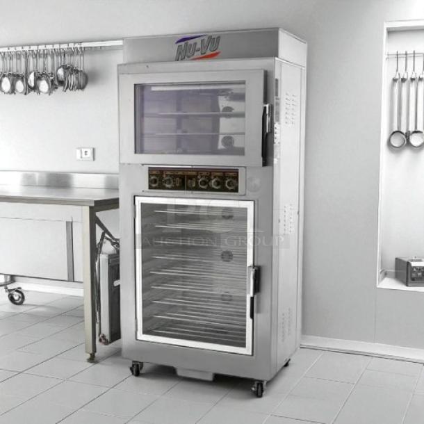 NU-VU SUB-123P oven proofer combo in great condition, 240V, fully tested. Stainless steel body, dual compartments, on wheels.
