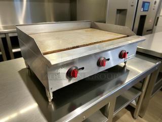 Kintera KGR36T 36" countertop griddle, natural gas, 3 burners, stainless steel, tested, working, great condition.