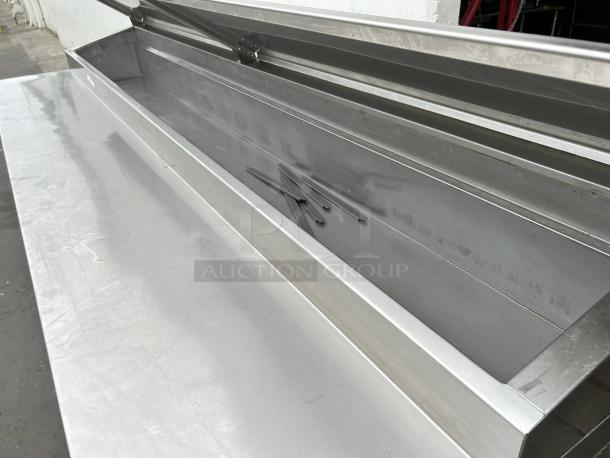 Randell 84111N-290 110" stainless steel pizza prep table with four doors and refrigerated base, tested and working.