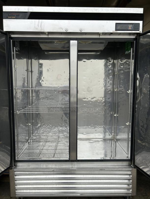 Turbo Air TSF-49SD-N Super Deluxe 54" reach-in freezer, double solid doors open, stainless steel, tested and working.
