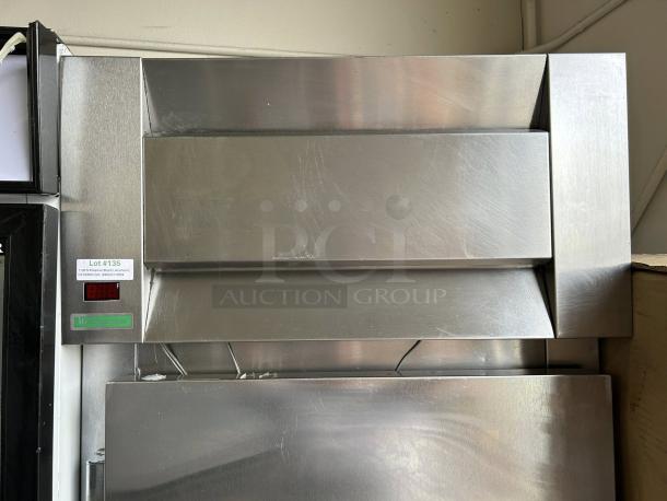 McCall MODEL 1-102001 single split door reach-in refrigerator, stainless steel, tested and working, with visible digital display.
