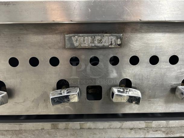 Vulcan VCRB36-1 natural gas charbroiler, 36" low profile, tested and working, visible Vulcan branding, used condition.