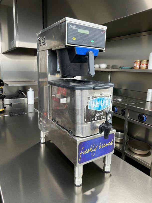 Curtis TBP 3 gal Low Profile Brewer, excellent condition, digital programming, 120v, "Freshly Brewed" label, tested working.