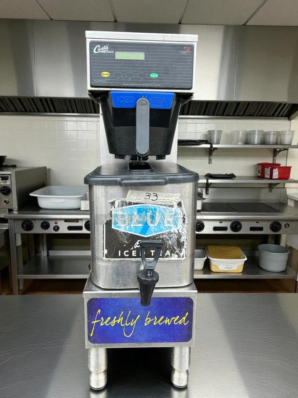 Curtis TBP 3 gal Low Profile Brewer, excellent condition, digital programming, 120v, tested working, labeled for iced tea.