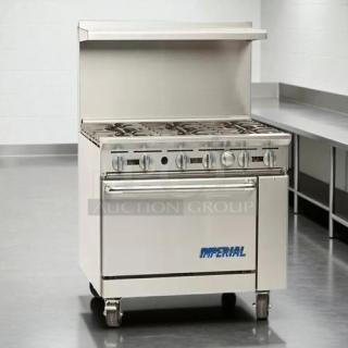 Imperial IR-6 36" 6 burner gas range with standard oven, natural gas, great condition, tested and working.