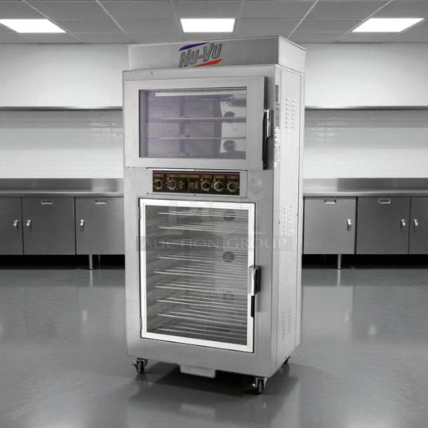 NU-VU QB-3/9 Double Deck Oven Proofer Combo in excellent condition, with visible control panel and glass doors.