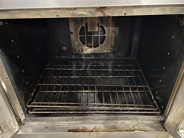 Wolf by Vulcan WC44GD-11D3 double deck convection oven, natural gas, tested, working, interior view, used condition.