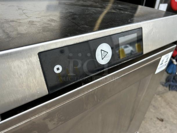 Hobart LXNH-2 undercounter dishwasher in excellent condition, featuring a control panel. Capacity: 48 racks/hr.