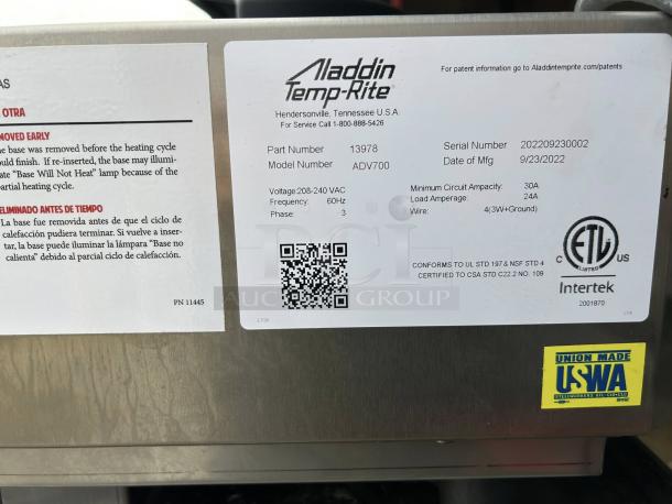 Aladdin Temp-Rite ADV700 Heat on Demand Activator, 208-240V. Tested, working. Serial 202209230002, mfg 9/23/2022. Union made.