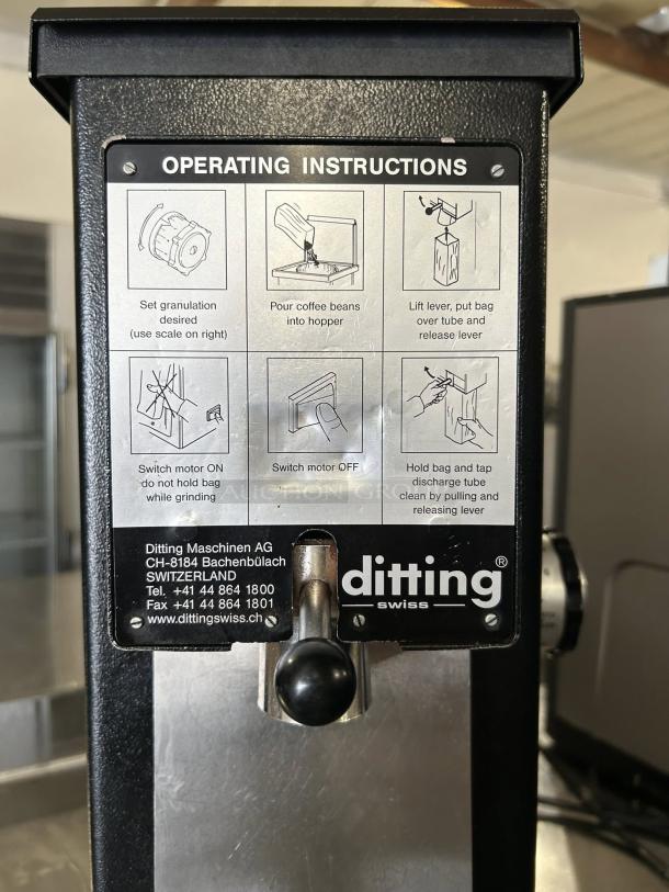 Ditting KR1203 Coffee Grinder in great condition, with operating instructions visible; tested and working.