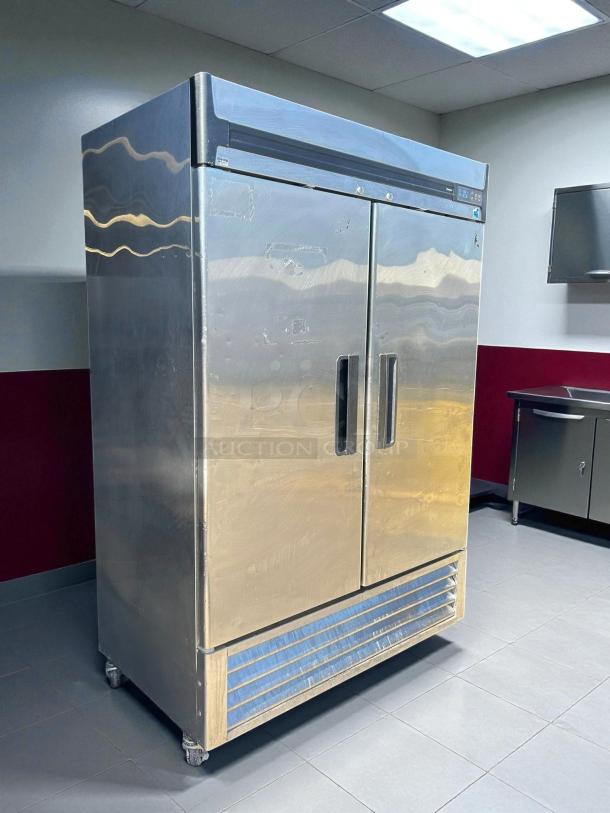 Blue Air BSR49T-HC 54" reach-in refrigerator, two solid full doors, stainless steel, great condition, tested, model R49T-HC.