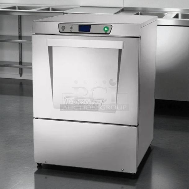 Hobart LXNH-1 high temp undercounter dishwasher in excellent condition, stainless steel, tested and working, with control panel.