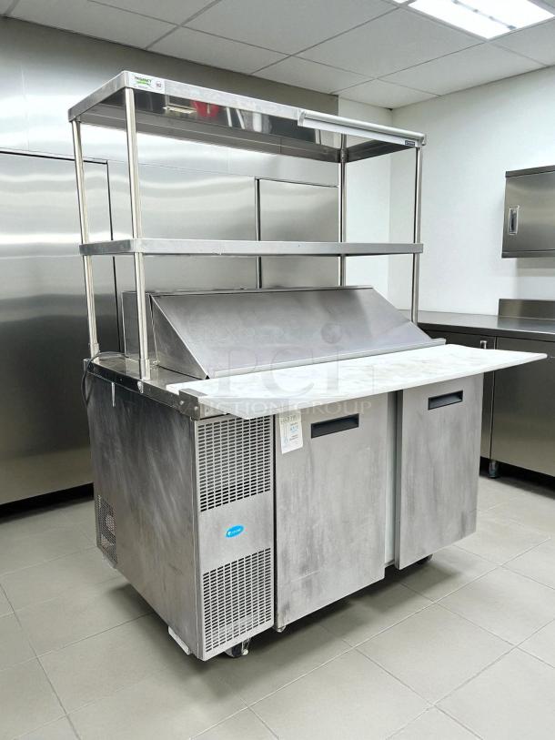 Randell 9030K-513 48" two-section refrigerated counter in excellent condition, tested and working, features salad mega top.