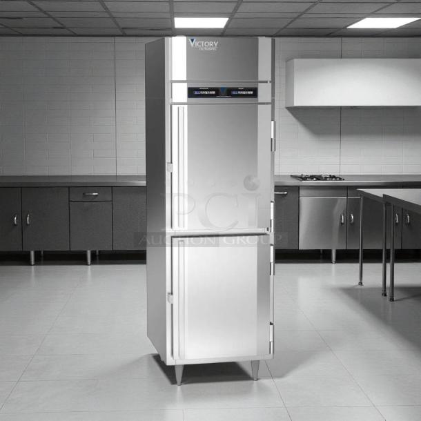 Victory RFS-1D-S1-HD-HC single split door refrigerator & freezer, excellent condition, stainless steel, tested, dual temp.