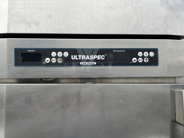 Victory RFS-1D-S1-HD-HC dual temp refrigerator and freezer in great condition, featuring Ultraspec V-temp control panel.