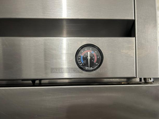True T-49-HC refrigerator, stainless steel, solid doors, built-in thermometer, excellent condition, tested and working.