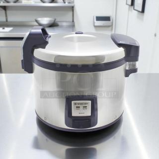Thunder Group SEJ3201 30-cup rice cooker with digital controls, silver and black finish, tested and working condition.