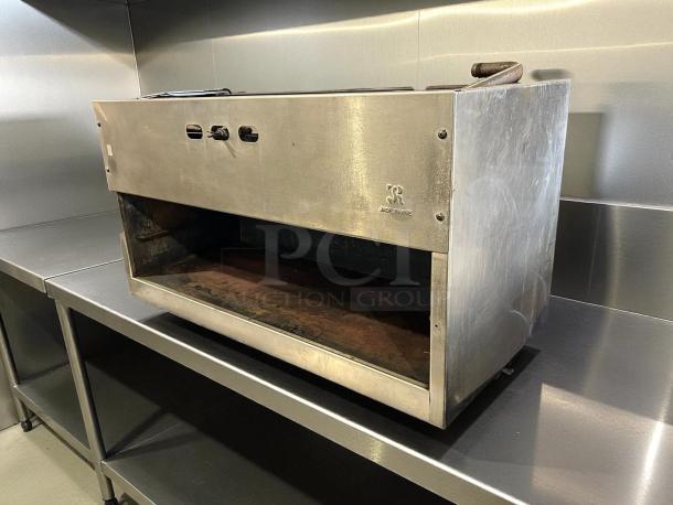 Jade Range JCM-36 Cheesemelter, gas, wall mount, great condition, tested, working, stainless steel finish, branded logo.