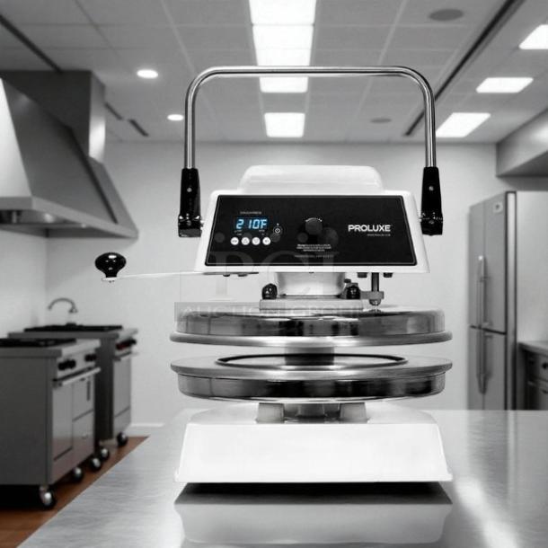 Proluxe Endurance Pro X2 DP2010SE 12" dual-heat manual dough press, tested and working, digital display showing 210°F.