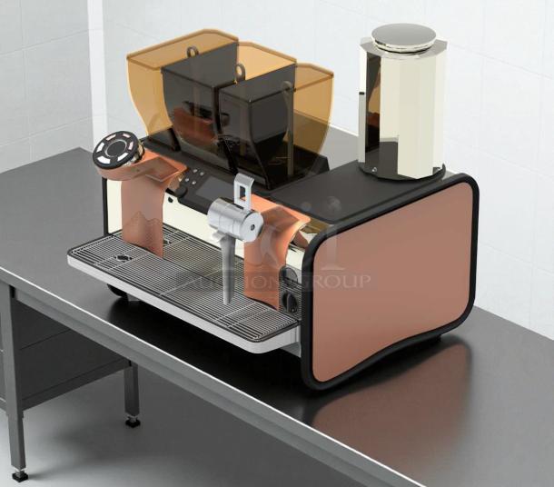Thermoplan Mastrena II Espresso Machine, 209-240v 1ph, tested and working, features dual hoppers and integrated pump.