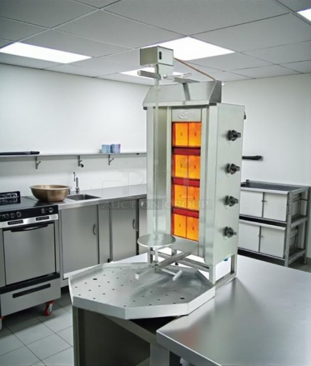 Axis Equipment AX-VB4 heavy duty vertical gas broiler with 4 burners, in excellent condition. Tested and working.