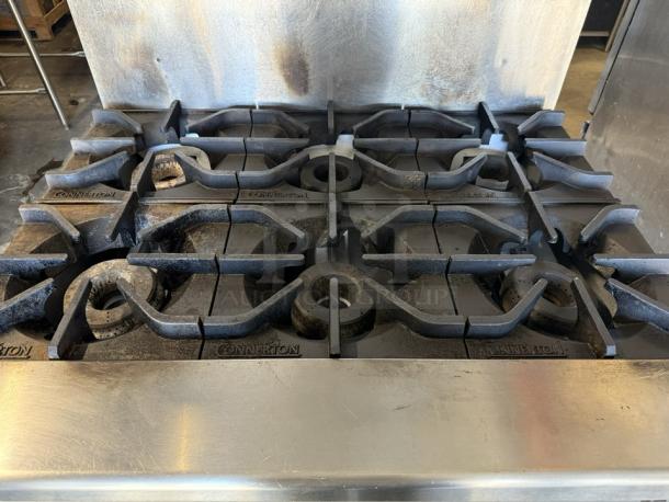 Connerton CN36-6 36" gas restaurant range, great condition, six burners, visible Connerton branding, tested and working.