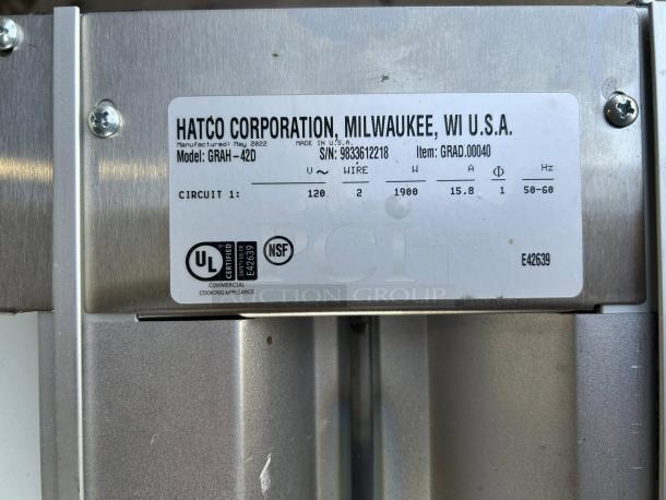 Hatco GRAH-42D Infrared Warmer, dual high wattage, aluminum, 42" with 6" spacer, toggle controls, tested, great condition.