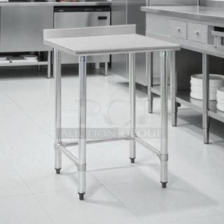 Eagle Group T3030GTE-BS 30"x30" stainless steel work table with 4.5" backsplash, open base, excellent condition.