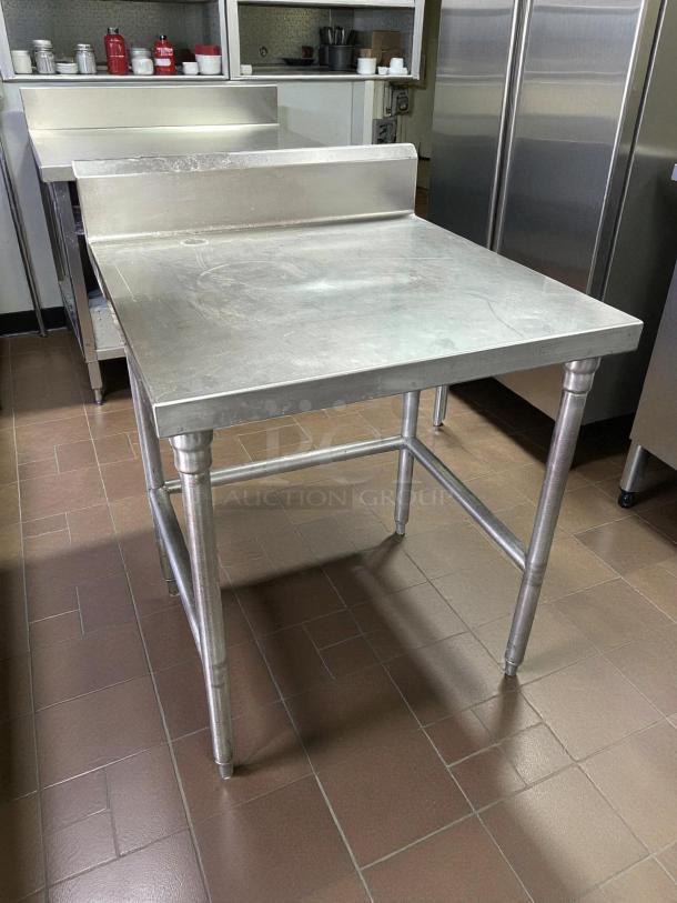 Eagle Group T3030GTE-BS 30"x30" stainless steel work table with 4.5" backsplash, open base, great condition.