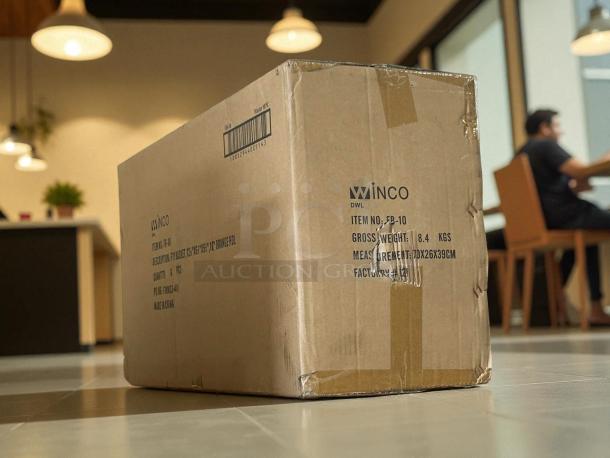 Winco FB-10 fryer basket box, 12 pieces. Coated handle, front hook, 12 1/4" x 6 1/2" x 5 1/4". New, in packaging.